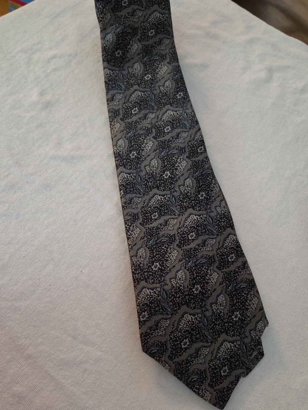 Mario Valentino Black and Gray Paisley Pattern Tie